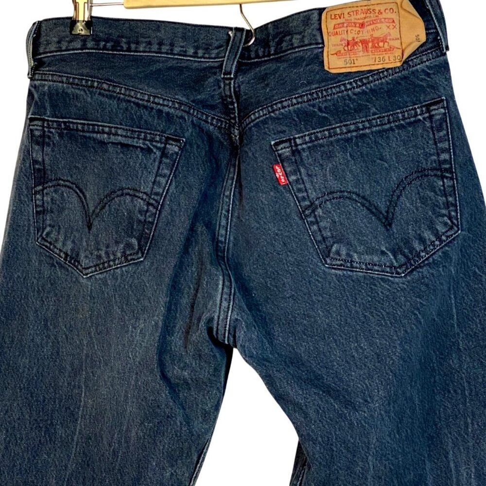 Levi's Vintage Wide Patch 501 Button Fly Original Straight Fit Faded Black Jeans - Picture 4 of 16